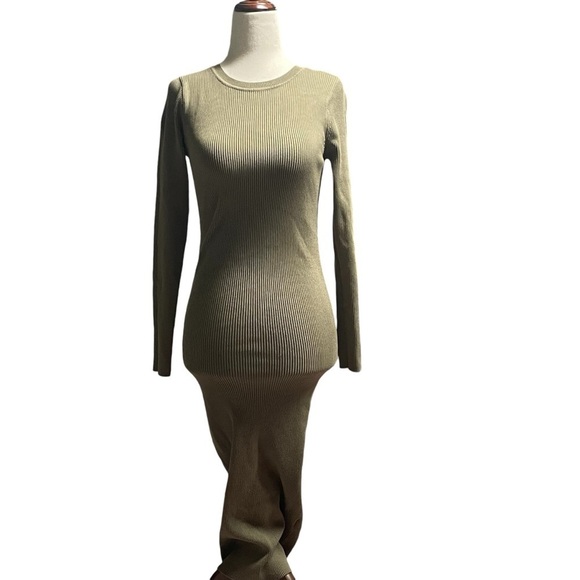 Zara Long Sleeve Crew Neck Body Con Maxi Dress Size Small - Picture 2 of 14